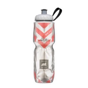 Polar Bottles Insulated Water Bottle 24oz BPA Free Plastic Chevron, Red, Silver