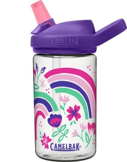 Camelbak Eddy+ Kids Rainbow Floral Water Bottle 14oz Plastic Pink/Purple/Green