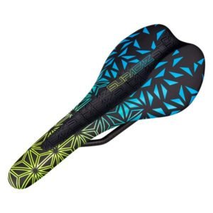 SupaCaz Scorch Saddle 280mm x 135mm Carbon/Rubber Neon Yellow/Blue Fade