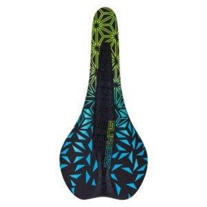 SupaCaz Scorch Saddle 280mm x 135mm Carbon/Rubber Neon Yellow/Blue Fade - Image 3