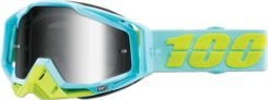 100% RaceCraft Pinacles Goggles Silicone/Lexan/Plastic/Foam Light Blue/Light Green/Silver Mirrored Lens