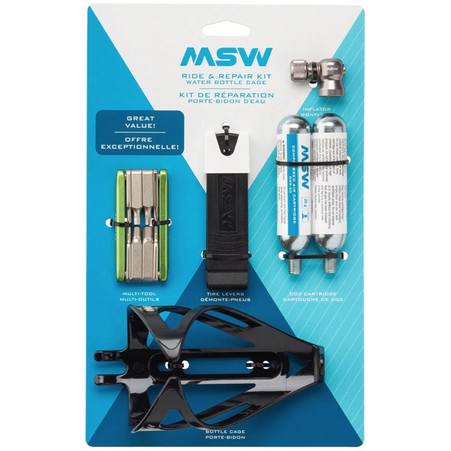 fundament Alvast orgaan MSW Ride and Repair Kit w/Water Bottle Cage Tool Kit 8 Function MultiTool/2x  20g CO2 Cartridges/1 CO2 Inflator/3 Tire Levers/1 Bottle Cage  Composite/Plastic/Steel Black/Silver – Melonbike