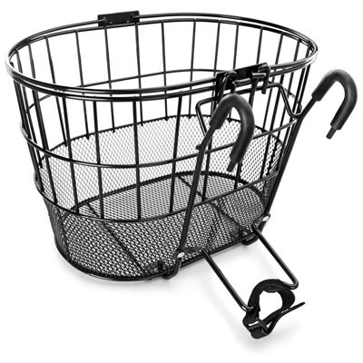 ColorBasket Oval Mesh Bottom Lift-Off Handlebar Basket 14.5 x 10.25 x 9.5in Steel/Mesh Black