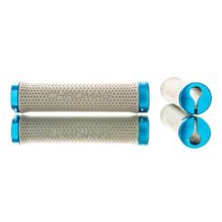 Chromag Basis Lock On Grips 142mm Length Rubber/Aluminum Grey/Blue