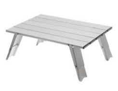 GSI Outdoors Collapsible Lightweight Micro Table 15.5in x 11.3in Footprint/20lb Capacity Anodized Aluminum/Nylon Silver