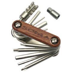 Soma Woody 11 Multi-Tool Tool 2-2.5-3-4-5-6-8mm Hex, PH2, FH5, T25, Chain Tool (8-9-10 Speed) Wood, Steel Silver