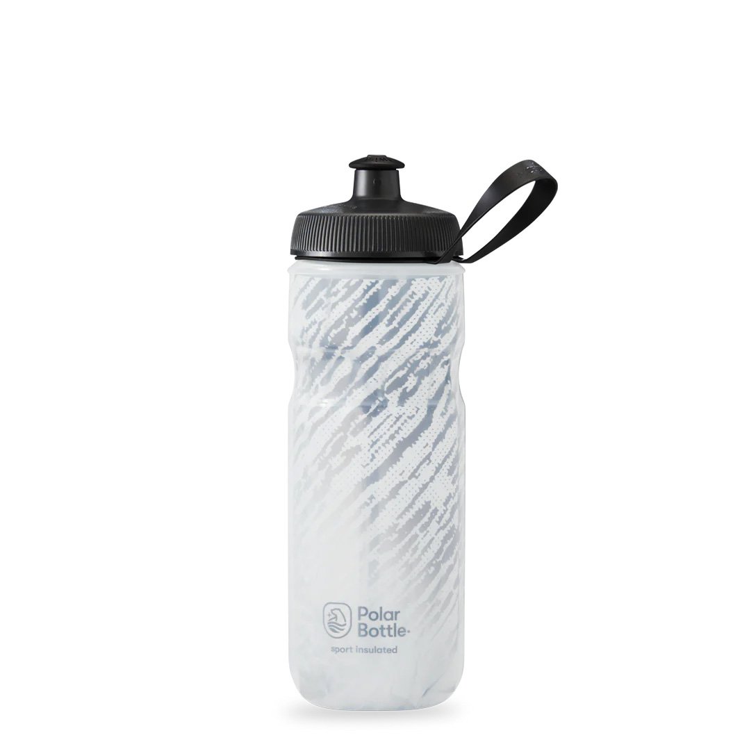 Polar Bottles Nimbus Insulated Water Bottle 20oz, Sport Cap BPA Free Plastic Storm Charcoal, White