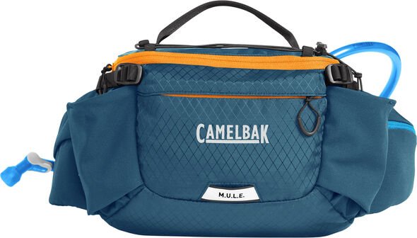 Camelbak M.U.L.E.® 5 Waist Pack Hydration Pack 3.5L Gear Capacity, 1.5L Crux® Lumbar Reservoir 200D Nylon Ripstop, C0 DWR Gibraltar Navy/Orange - Image 4