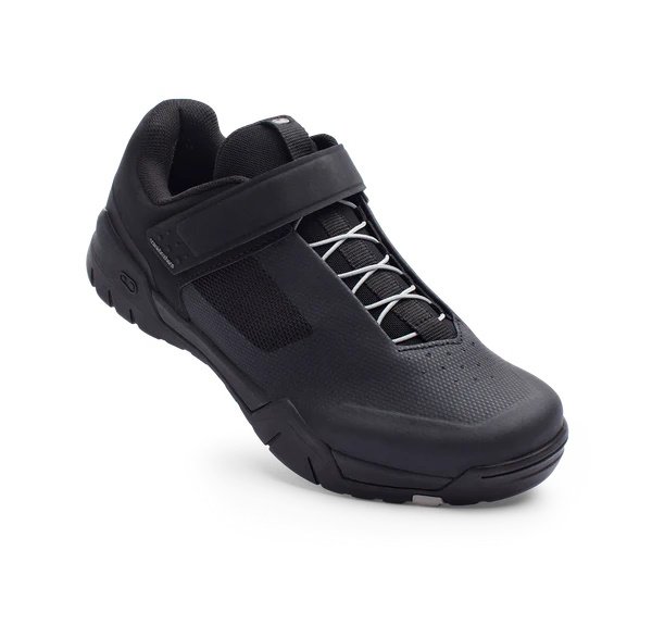 Crankbrothers Mallet E Speedlace+Strap Shoes 10.5 US, 44 EU, 28.3 CM, Preinstalled Cleat Match Rubber, Synthetic Leather Black, Silver