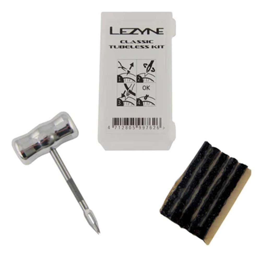 Lezyne Tubeless Repair Kit Tool and Plugs Aluminum Silver